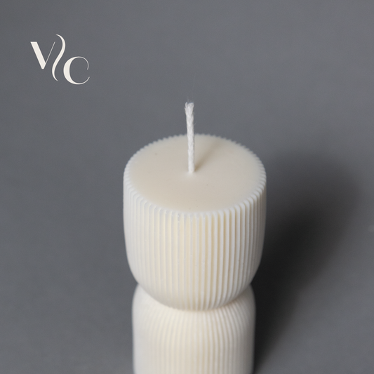 Ribbed Pillar Soy Wax Candle
