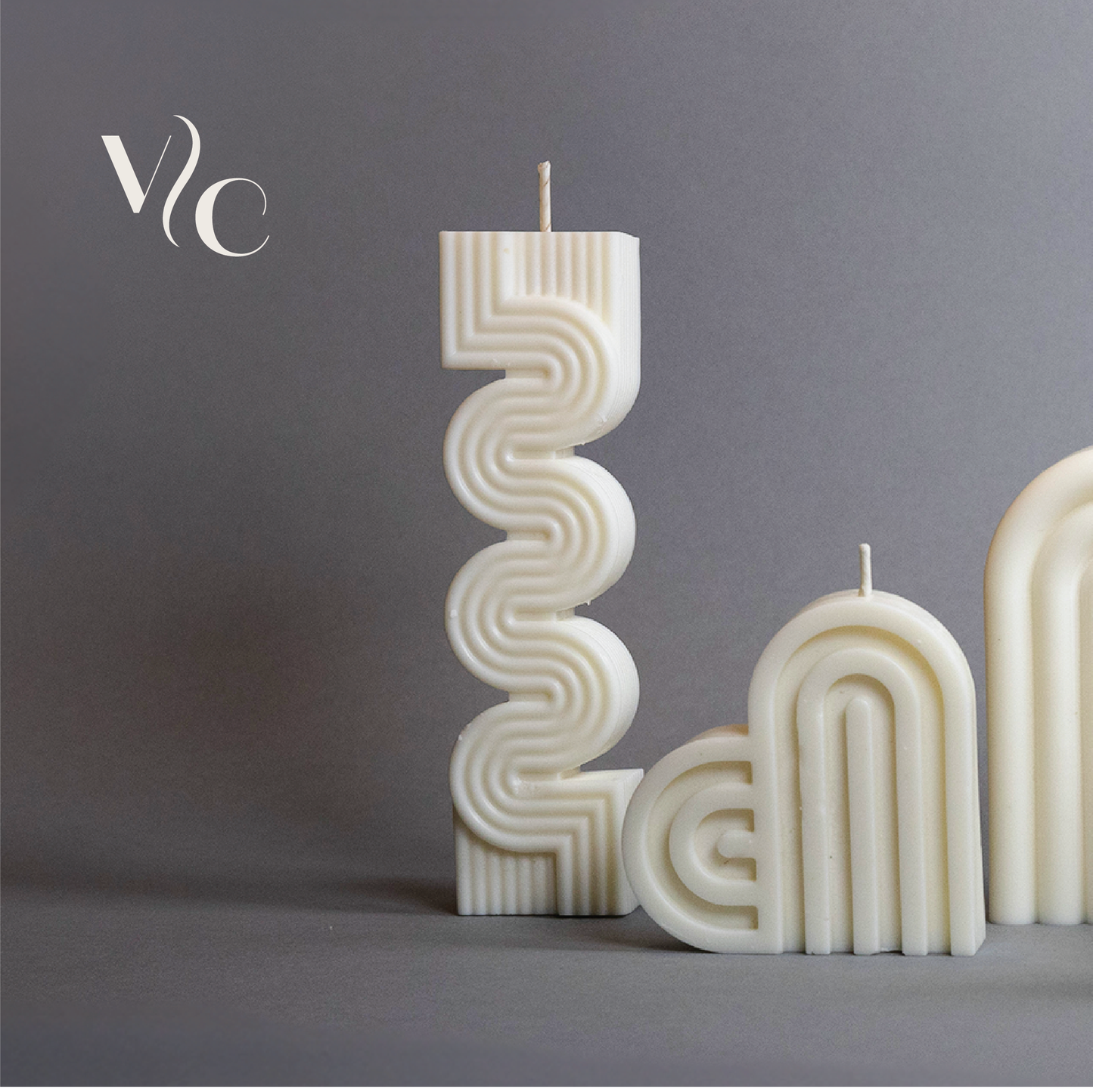 Wavy Pillar Candle Set