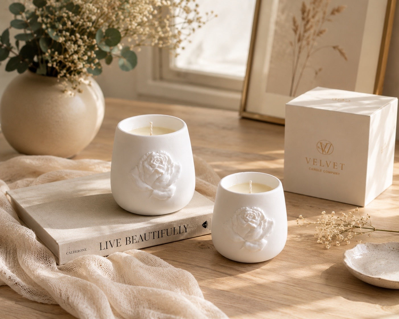 Rose Candle Set – 12 oz & 9 oz