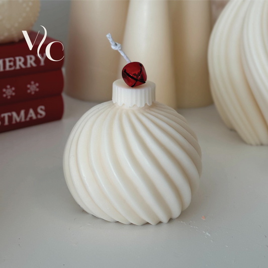 Wavy Christmas Ornament Ball Soy Wax Candle