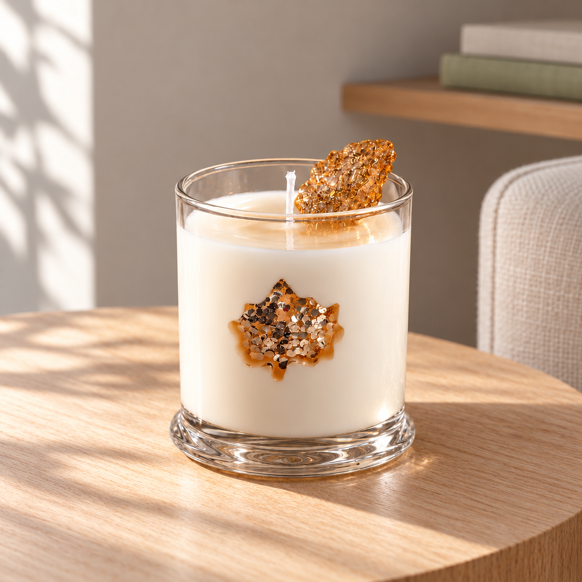 Harvest Collection — Velvet Candle in a softly sunlit home setting