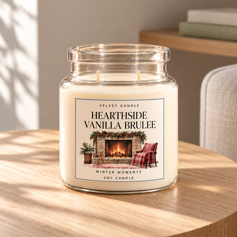 Winter Moments Collection — Velvet Candle in a softly sunlit home setting