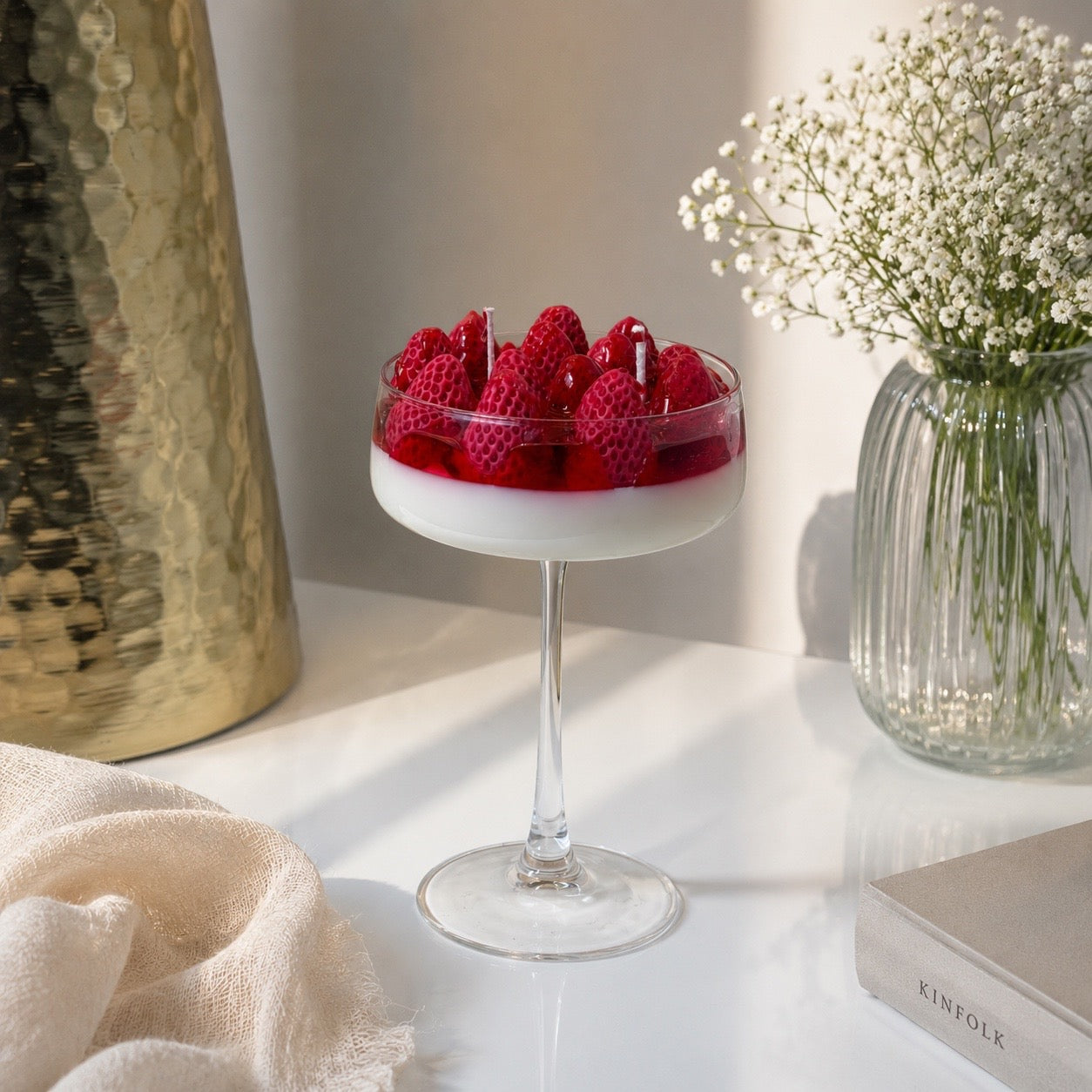 Strawberry Panna Cotta Dessert Candle 🍓