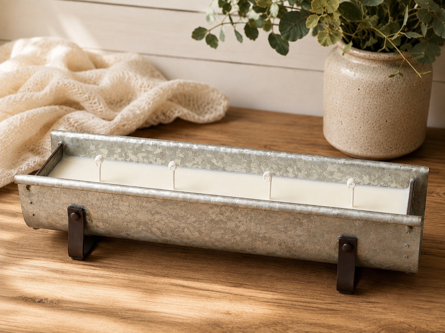 Rustic Farmhouse Trough Candle (Customizable)
