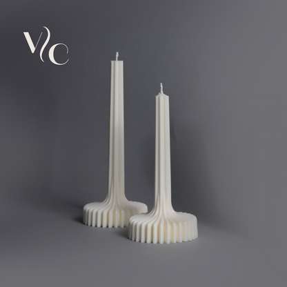 Classic Ribbed Table Candle Set of 2
