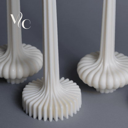 Classic Ribbed Table Candle Set of 2