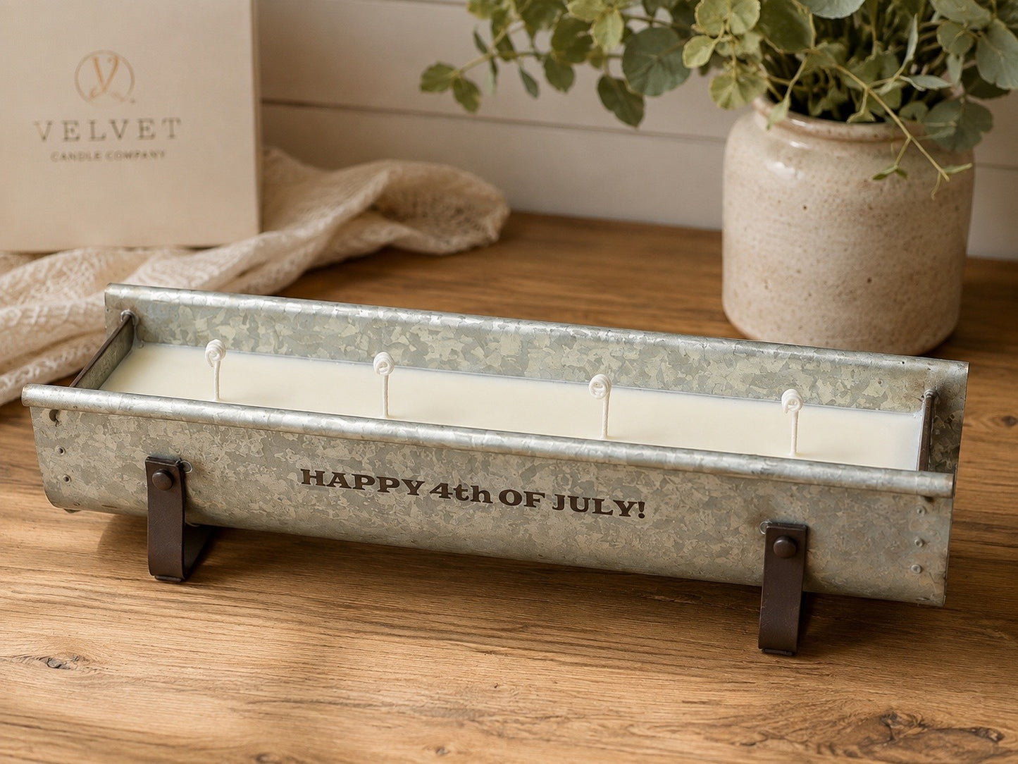 Rustic Farmhouse Trough Candle (Customizable)