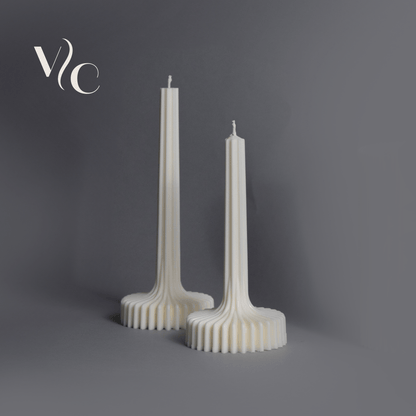 Classic Ribbed Table Candle Set of 2