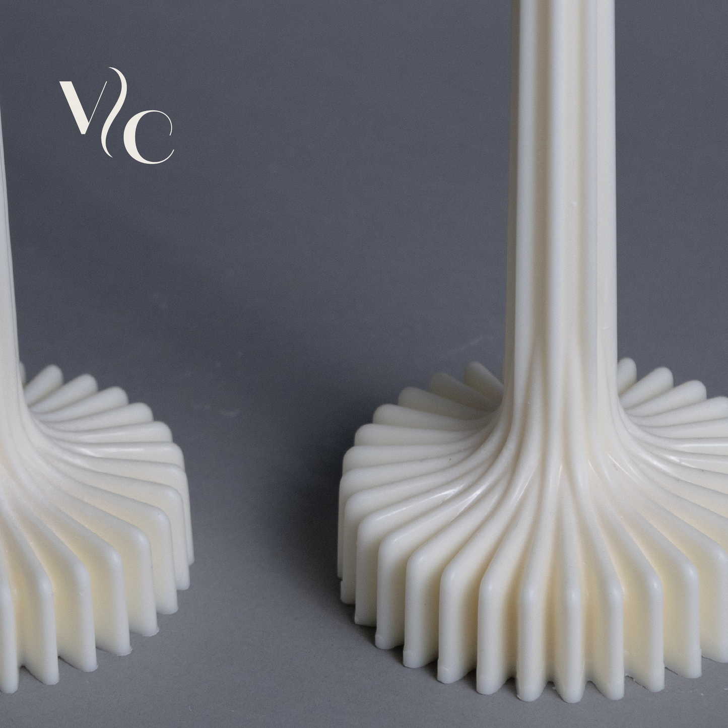 Classic Ribbed Table Candle Set of 2