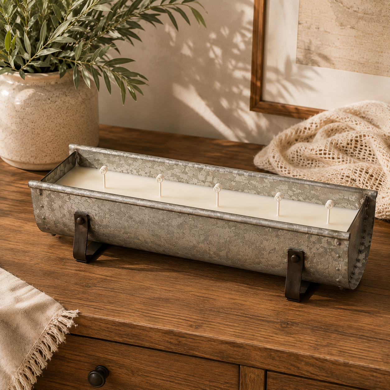Rustic Farmhouse Trough Candle (Customizable)