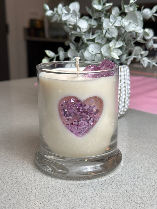 Sparkly Heart Candle