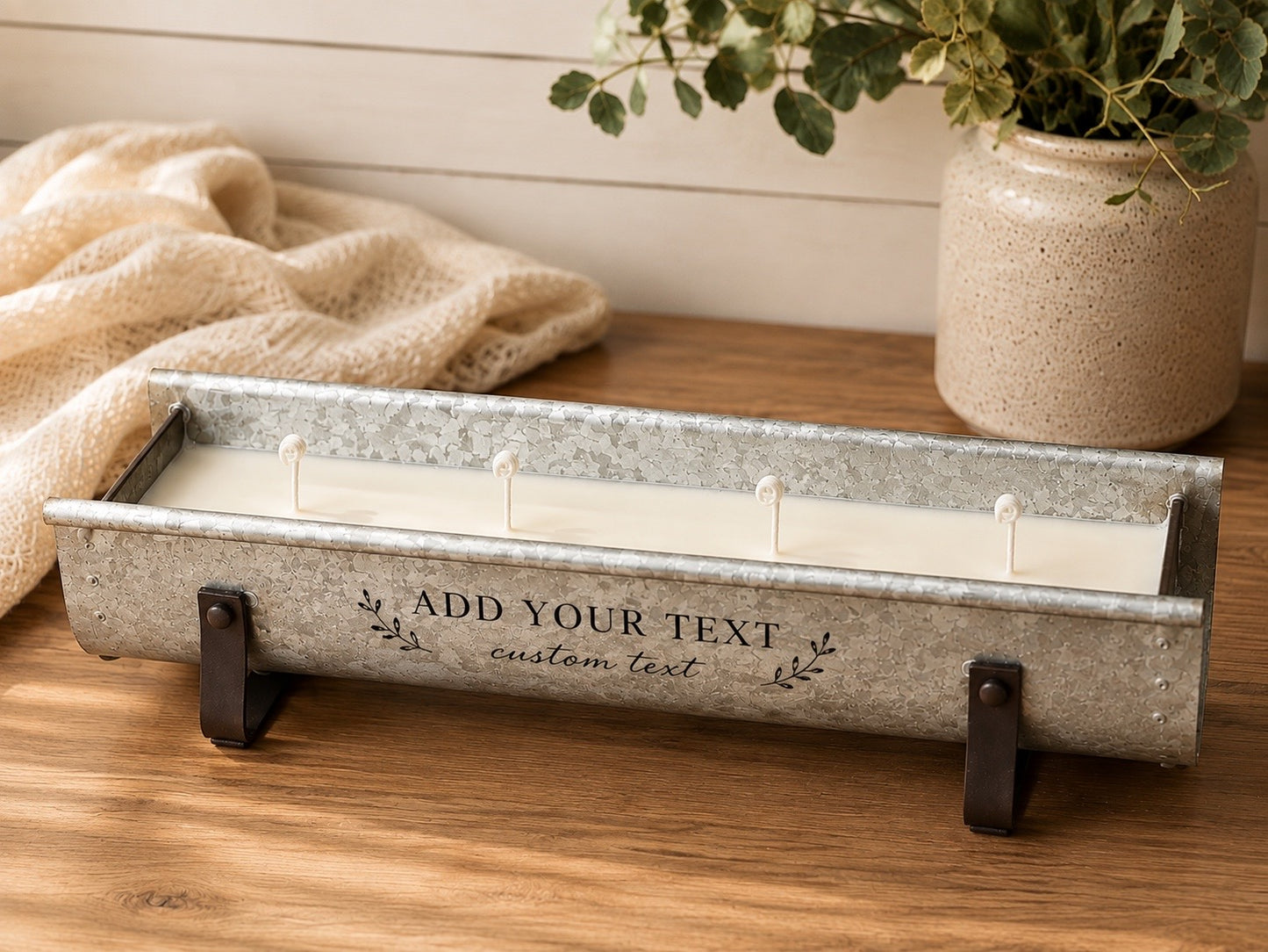 Rustic Farmhouse Trough Candle (Customizable)