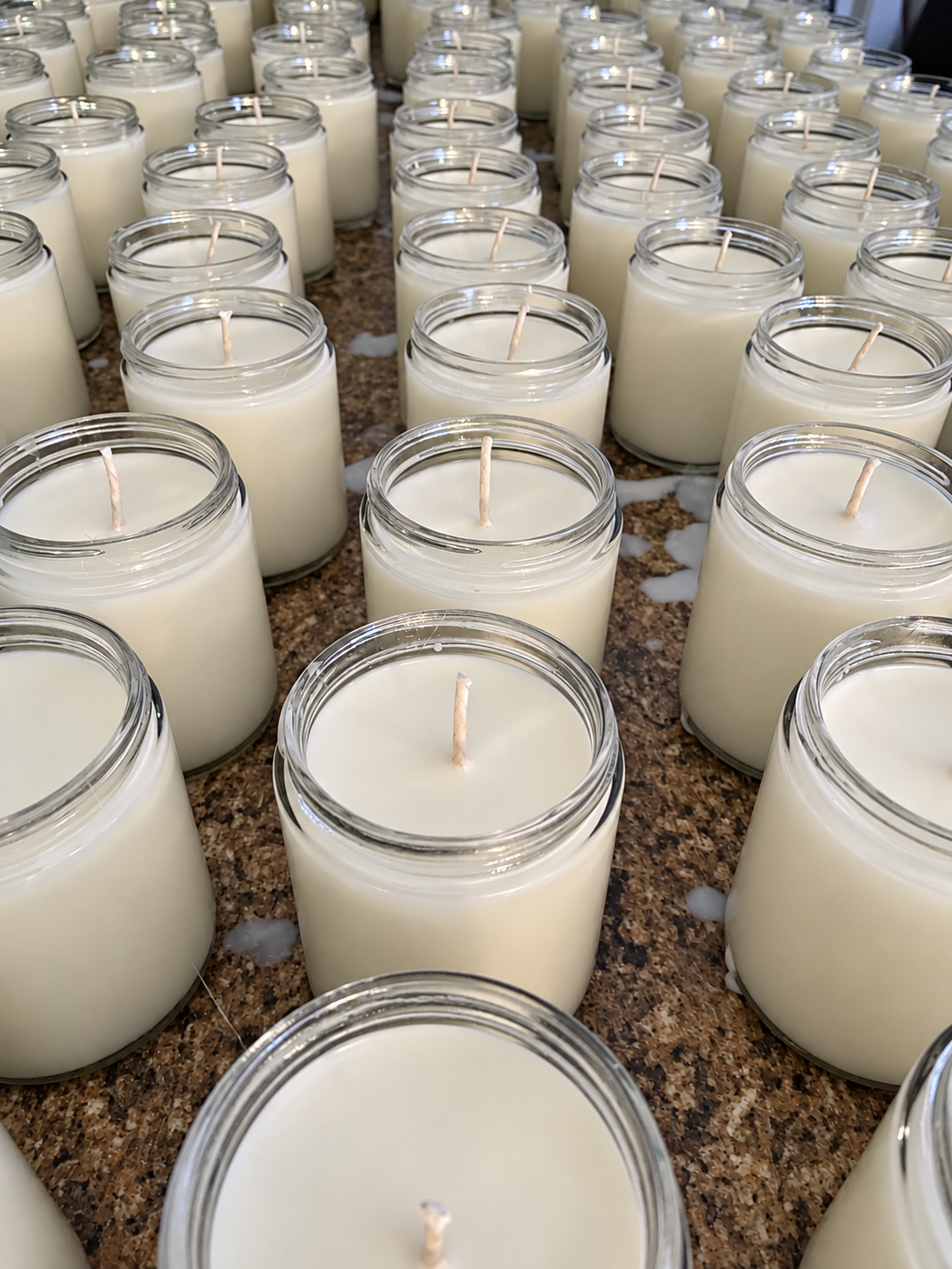 Example 3 of previous custom candle production and labels; jar size and color may differ from this 4 fl oz product