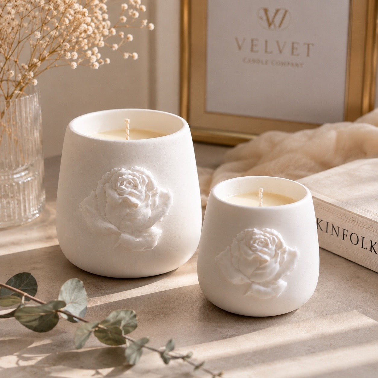 Rose Candle Set – 12 oz & 9 oz