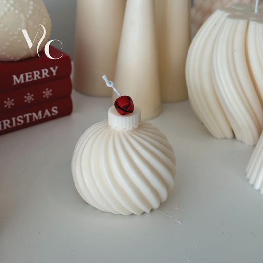 Wavy Christmas Ornament Ball Soy Wax Candle