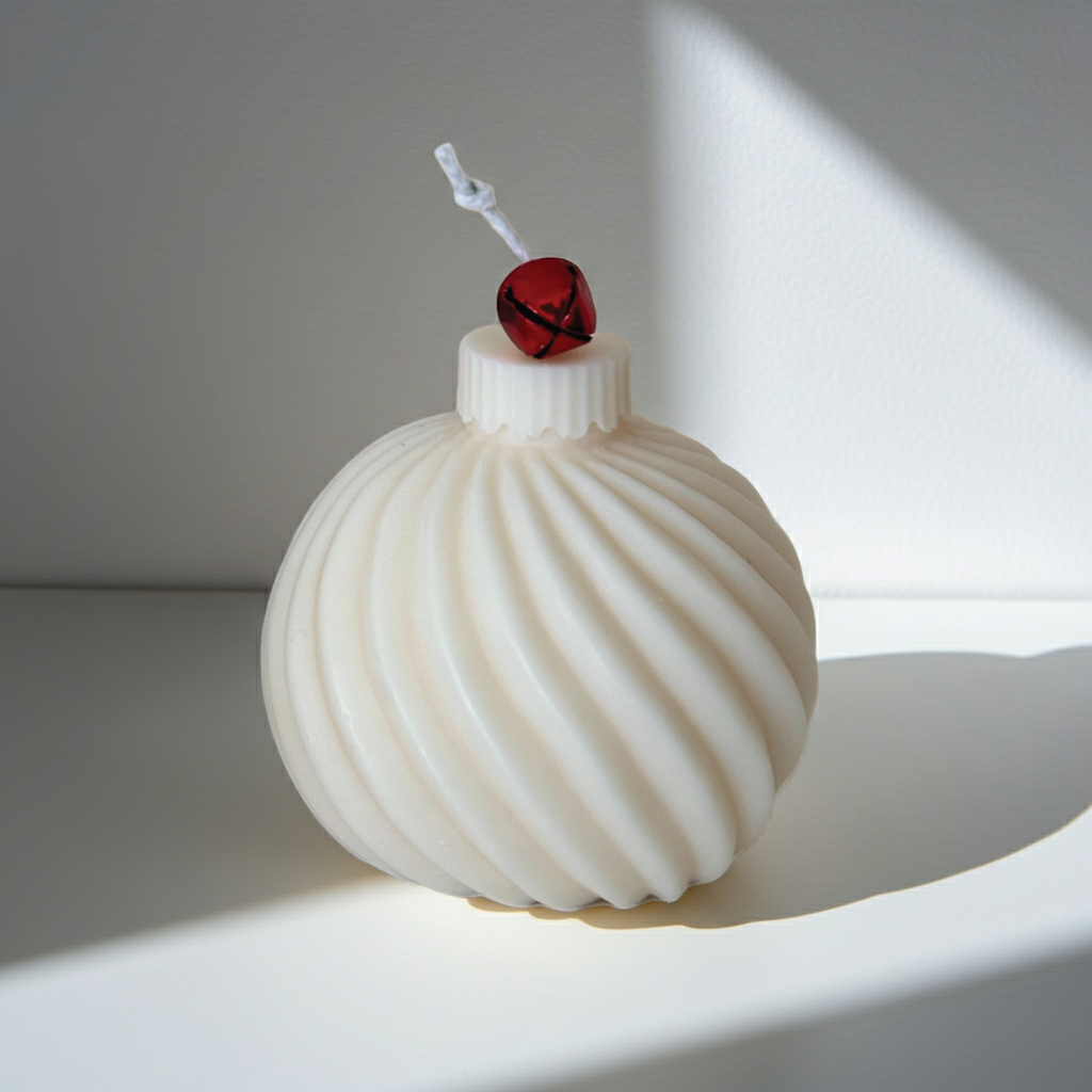 Wavy Christmas Ornament Ball Soy Wax Candle