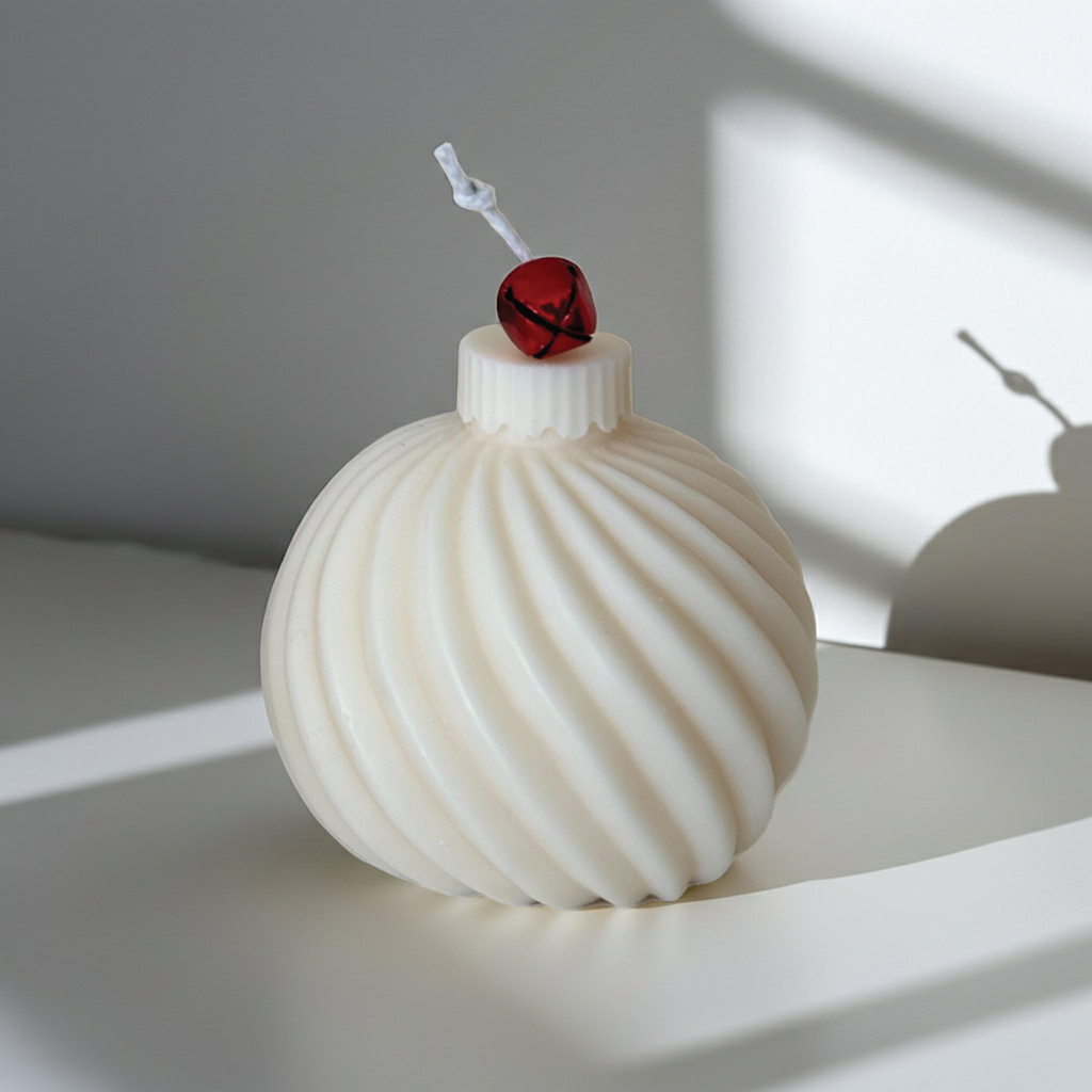 Wavy Christmas Ornament Ball Soy Wax Candle