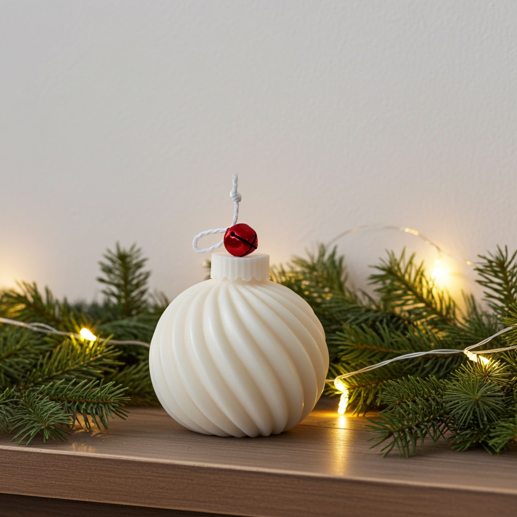 Wavy Christmas Ornament Ball Soy Wax Candle