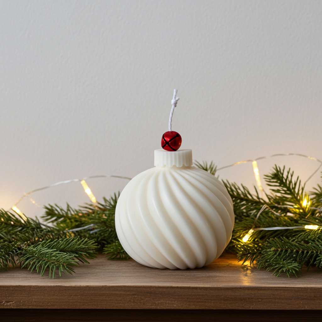 Wavy Christmas Ornament Ball Soy Wax Candle