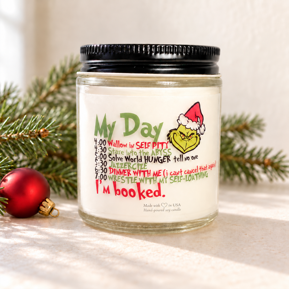 My Day, I'm Booked Christmas Soy Candle — choose 4 oz or 8 oz and your scent