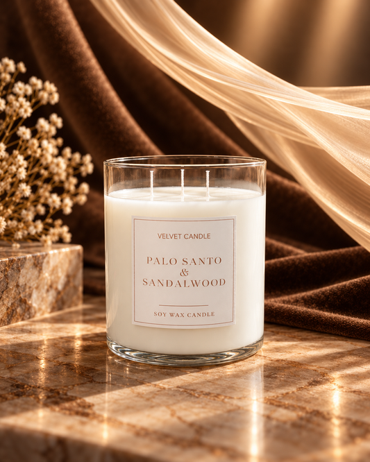 Large clear glass vessel filled with ivory wax and multiple wicks for the Giant 92 oz candle