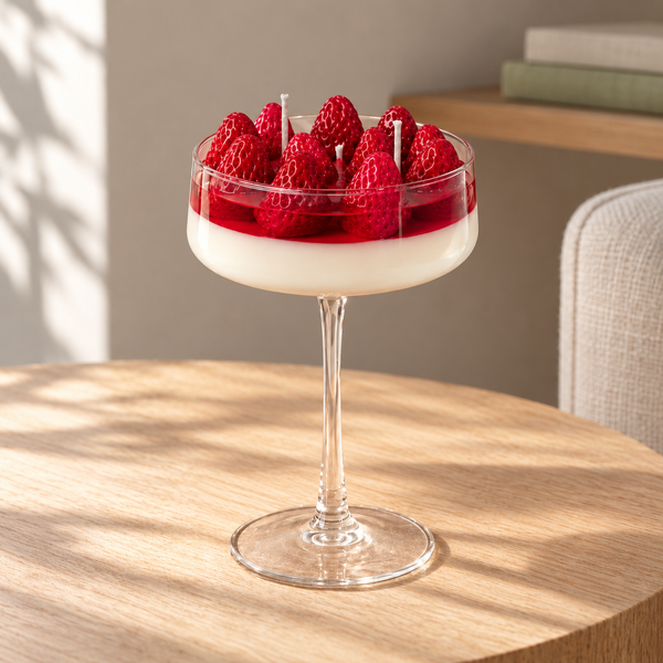 Strawberry Panna Cotta Dessert Candle