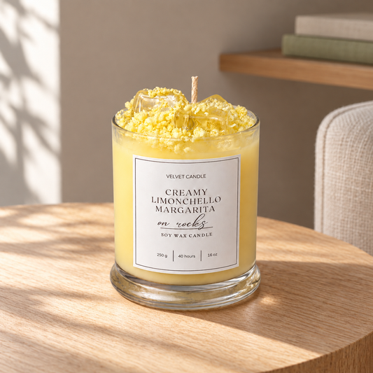 Creamy Limoncello Margarita Candle, 12 oz in a softly sunlit home setting