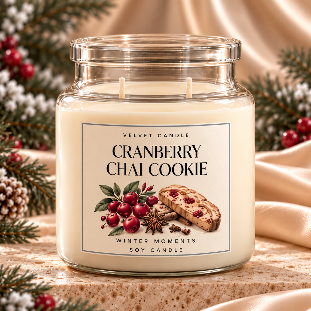 Cranberry Chai Cookie candle styling mockup